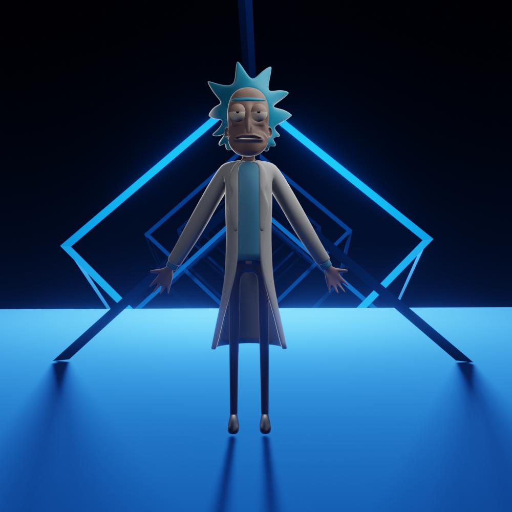 A 3D Render of Rick from Rick and Morty made by Niko 
